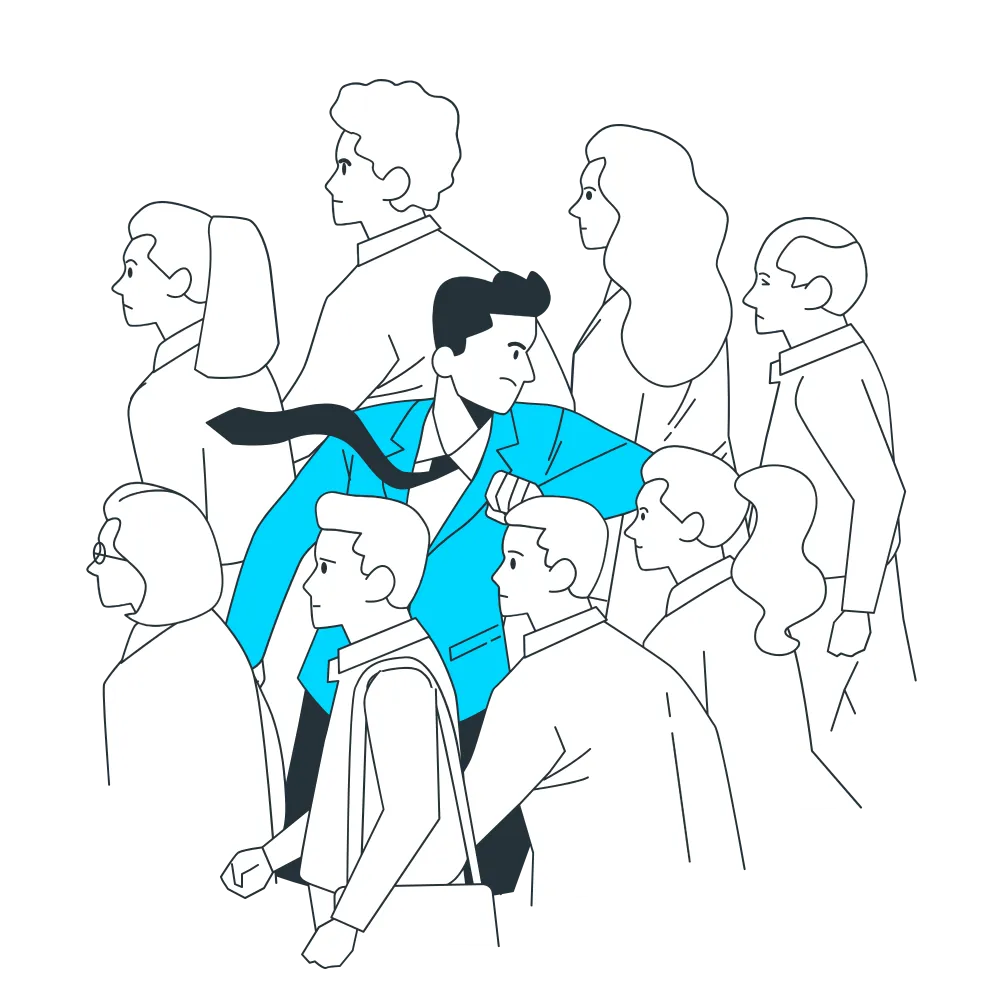 Visual metaphor of standing out in a competitive market with creative animation and design
