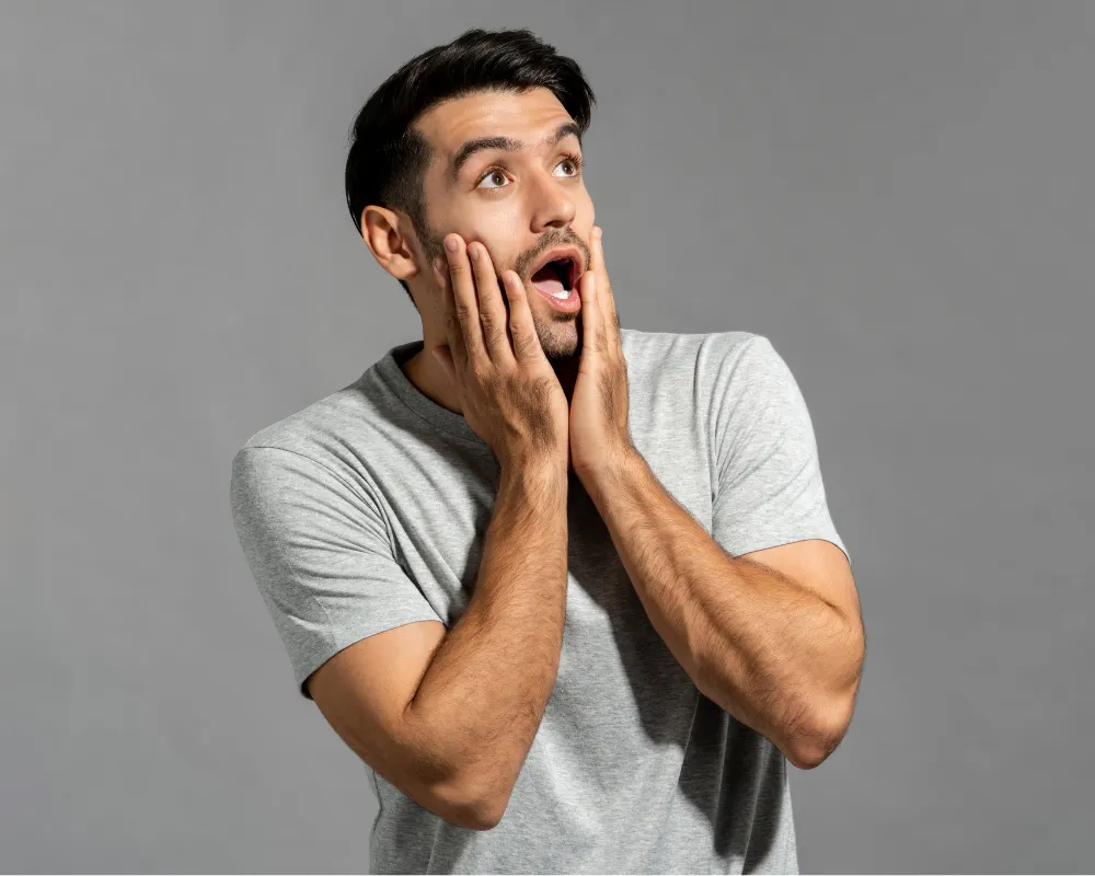 Excited man impressed by a modern website development service